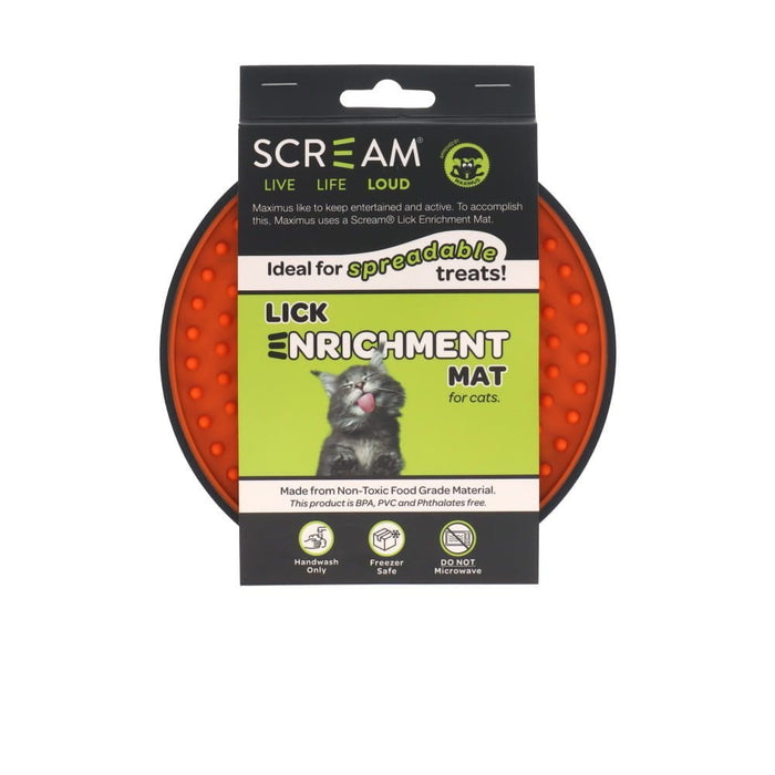 Scream Xtreme Loud Orange Scream LICK ENRICHMENT MAT Round