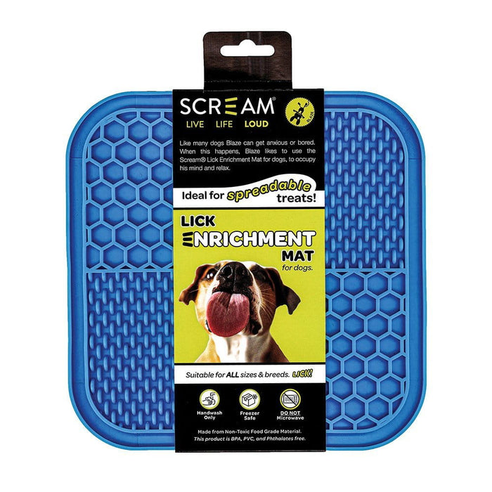 Scream Loud Blue Scream LICK ENRICHMENT MAT (TPR) NON-SKID BASE - SQUARE