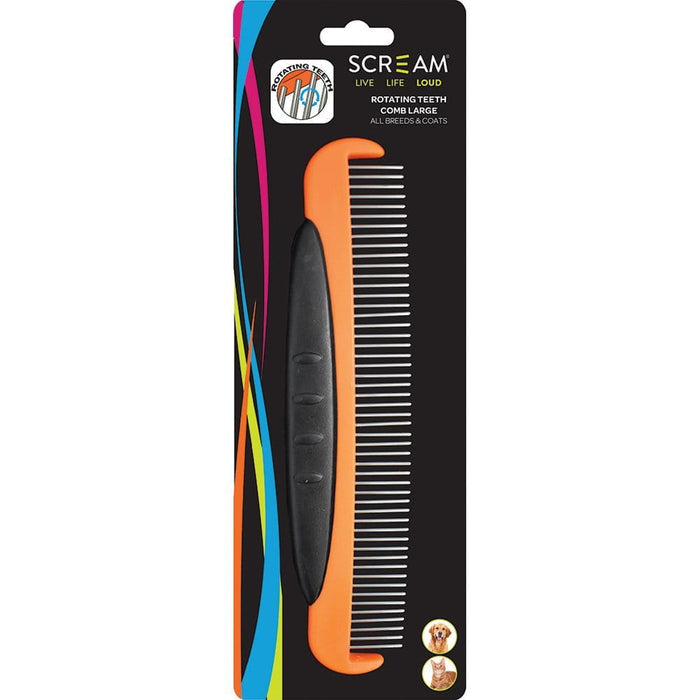 Scream Scream ROTATING TEETH COMB Loud Orange - Large 18cm
