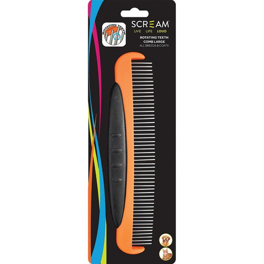 Scream Scream ROTATING TEETH COMB Loud Orange - Large 18cm