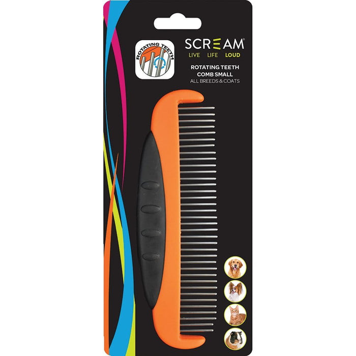 Scream Scream ROTATING TEETH COMB Loud Orange - Small 14cm