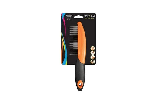 Dogtraining101 Retail Super Store SCREAM Shedding Comb Loud Orange 20cm