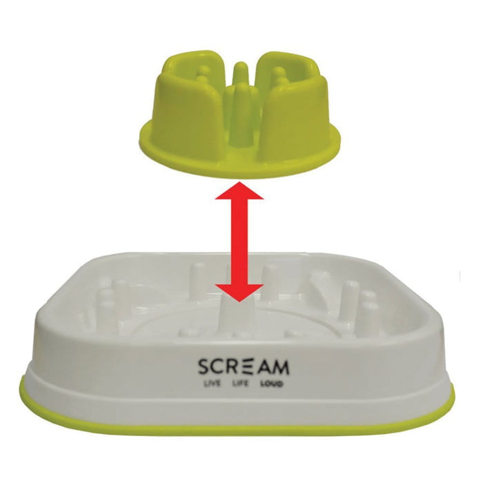 Scream Scream SLOW FEED INTERACTIVE DOG BOWL Loud Green 28x28x7cm