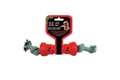 Scream Xtreme Scream Xtreme Xmas TREAT Bone Loud Red with Rope - XL
