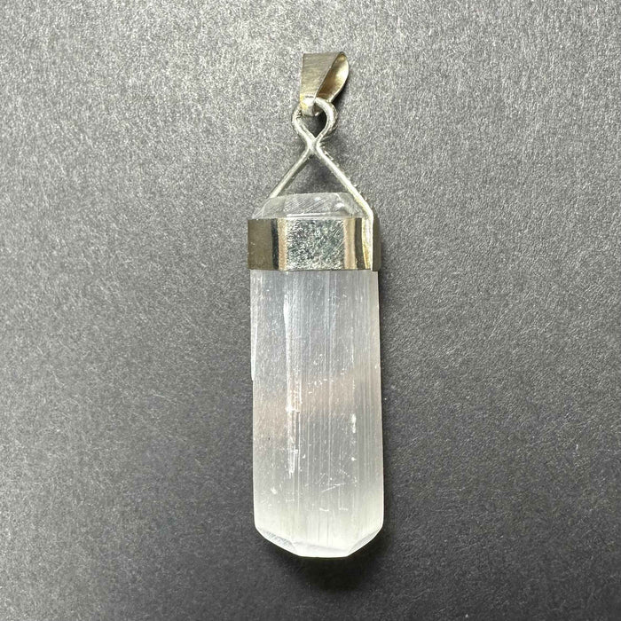 Selenite Pendant in Sterling Silver Clasp - Smokin Resin Company