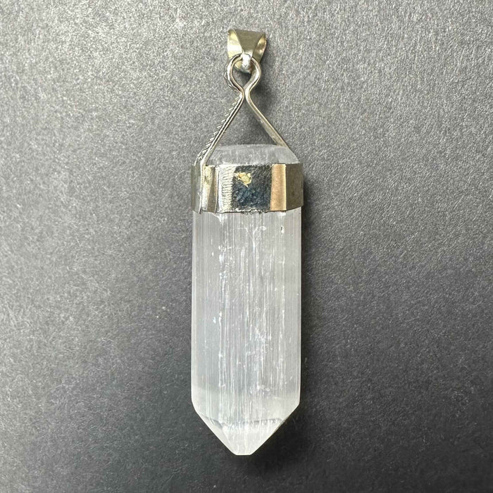 Selenite Pendant in Sterling Silver Clasp - Smokin Resin Company