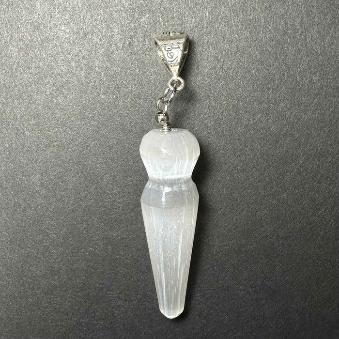 Selenite Pendant in Sterling Silver Clasp - Smokin Resin Company