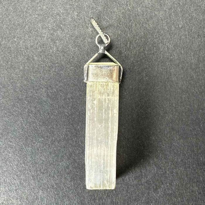Selenite Pendant in Sterling Silver Clasp - Smokin Resin Company