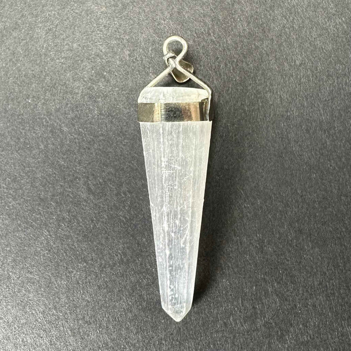 Selenite Pendant in Sterling Silver Clasp - Smokin Resin Company