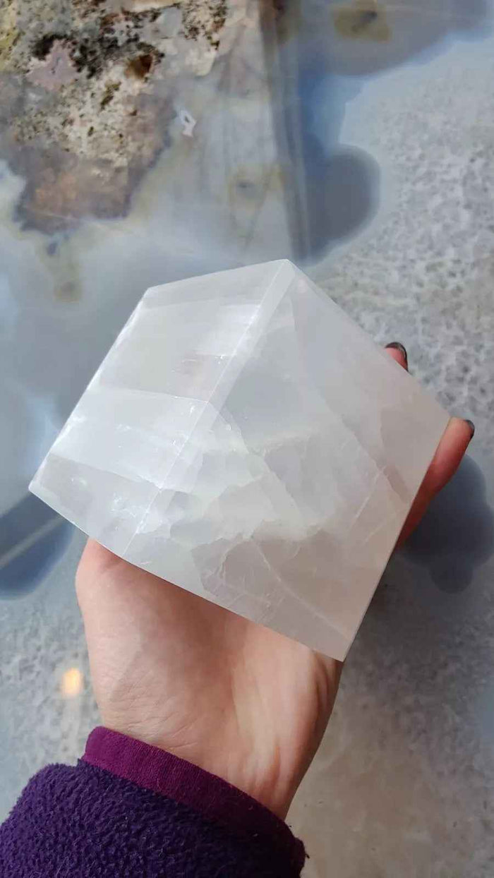 Selenite Standing Cube 10cm