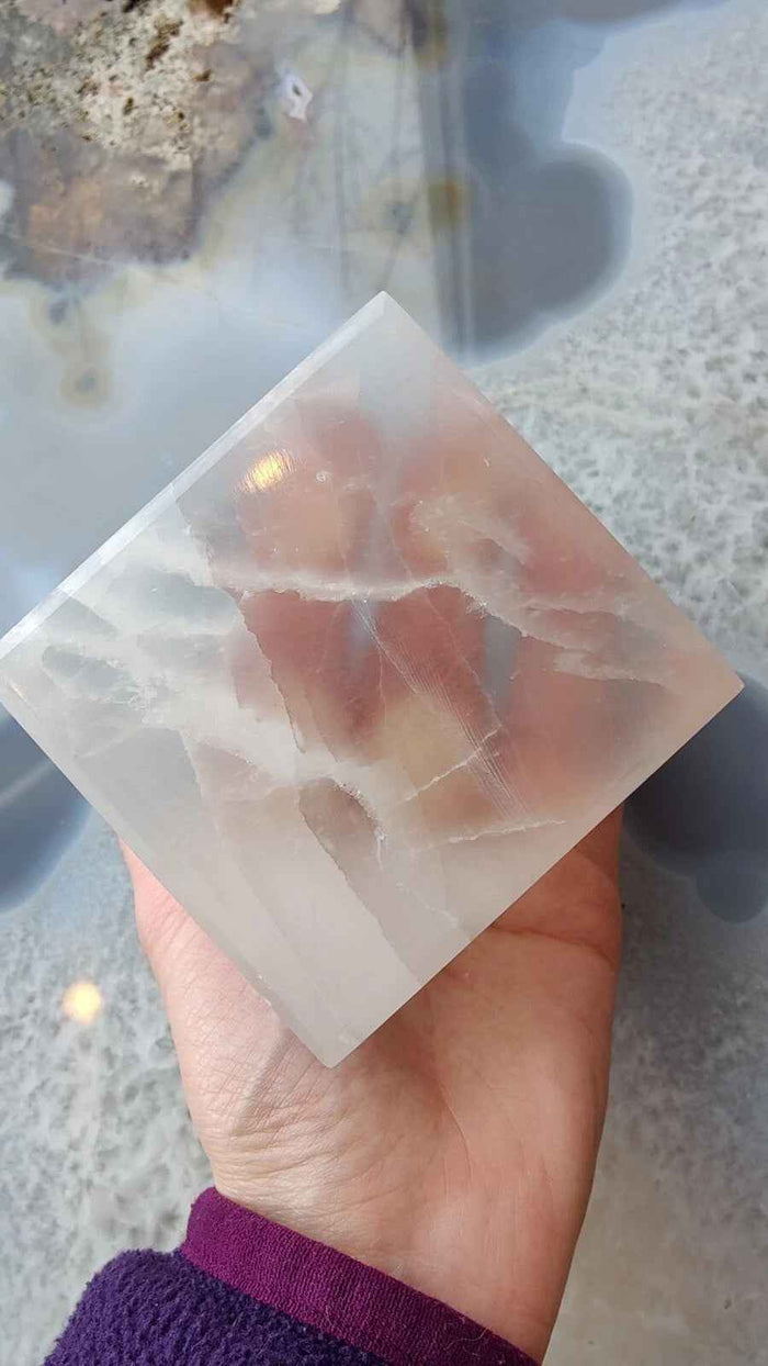 Selenite Standing Cube 10cm
