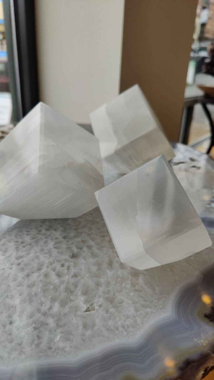 Selenite Standing Cube 10cm