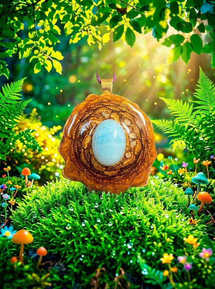 Serenity Awaits: Handmade Larimar Pendant Pinecone Charm