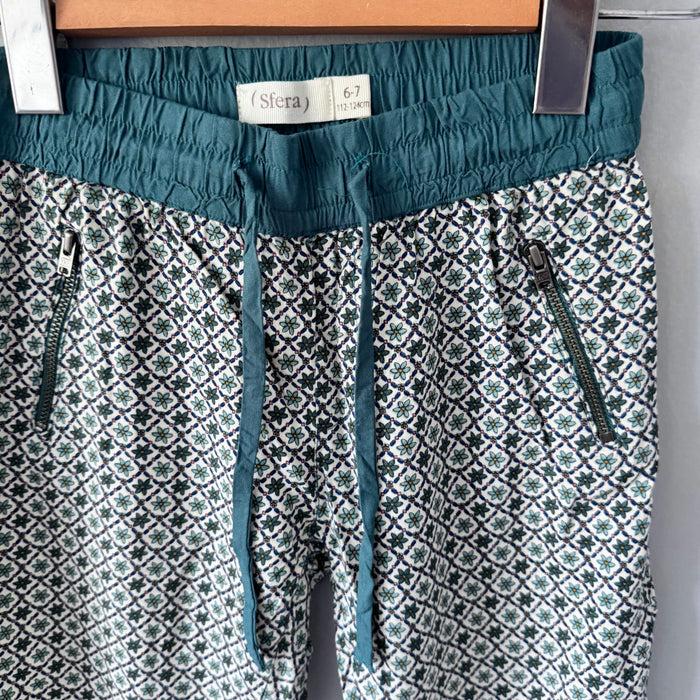 Sfera / Green x floral relax pants / 6-7Y