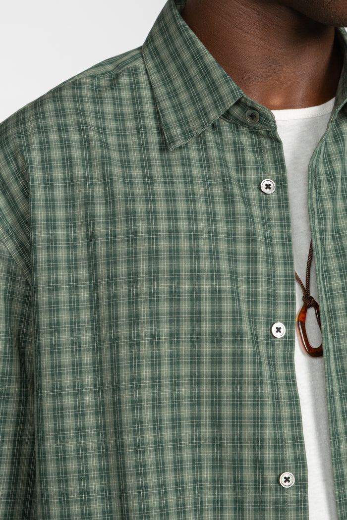 Short Sleeve Button Down Shirt - Green Picnic Check