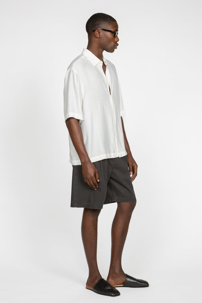 Short Sleeve Button Down Shirt - White Crinkle