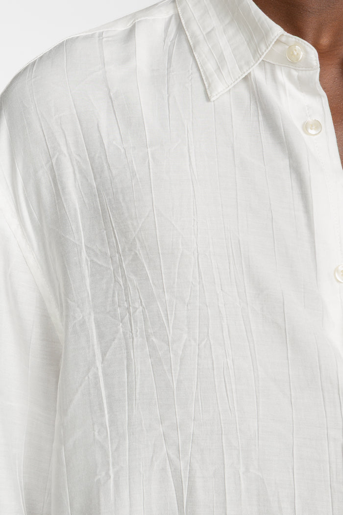 Short Sleeve Button Down Shirt - White Crinkle