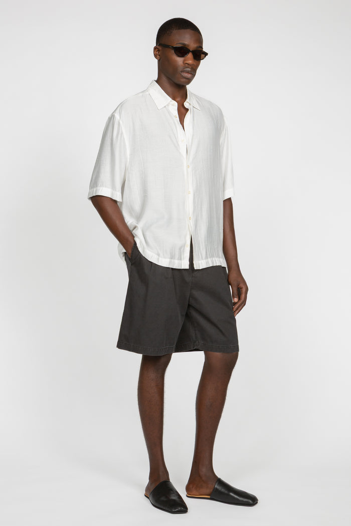 Short Sleeve Button Down Shirt - White Crinkle