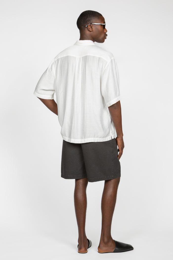 Short Sleeve Button Down Shirt - White Crinkle