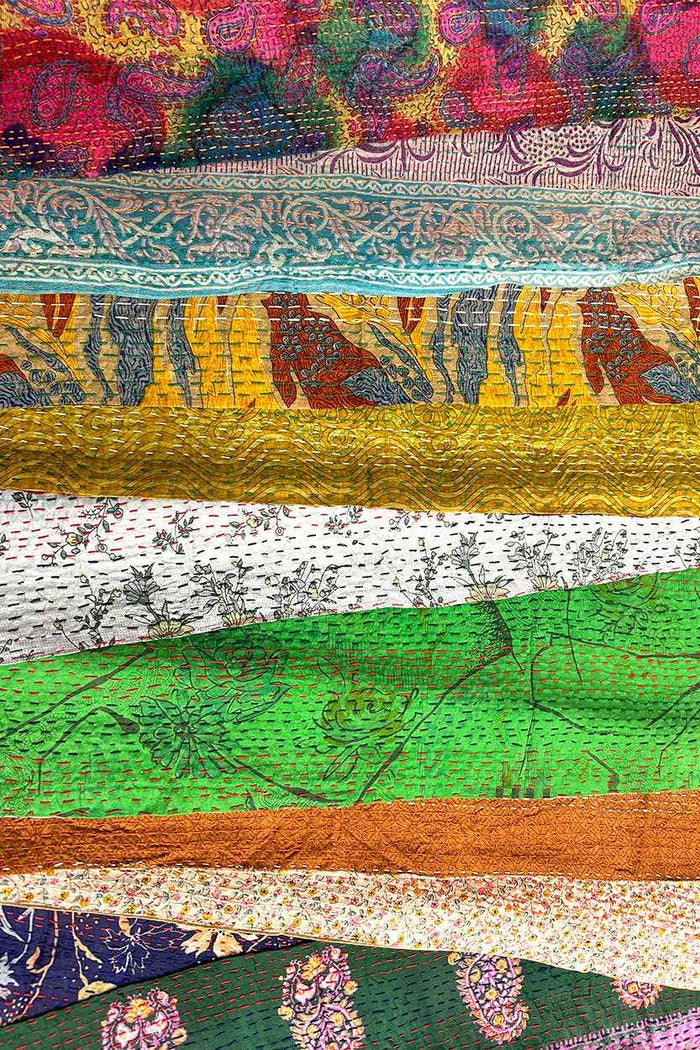 Silk Kantha Sari Tassel Scarves