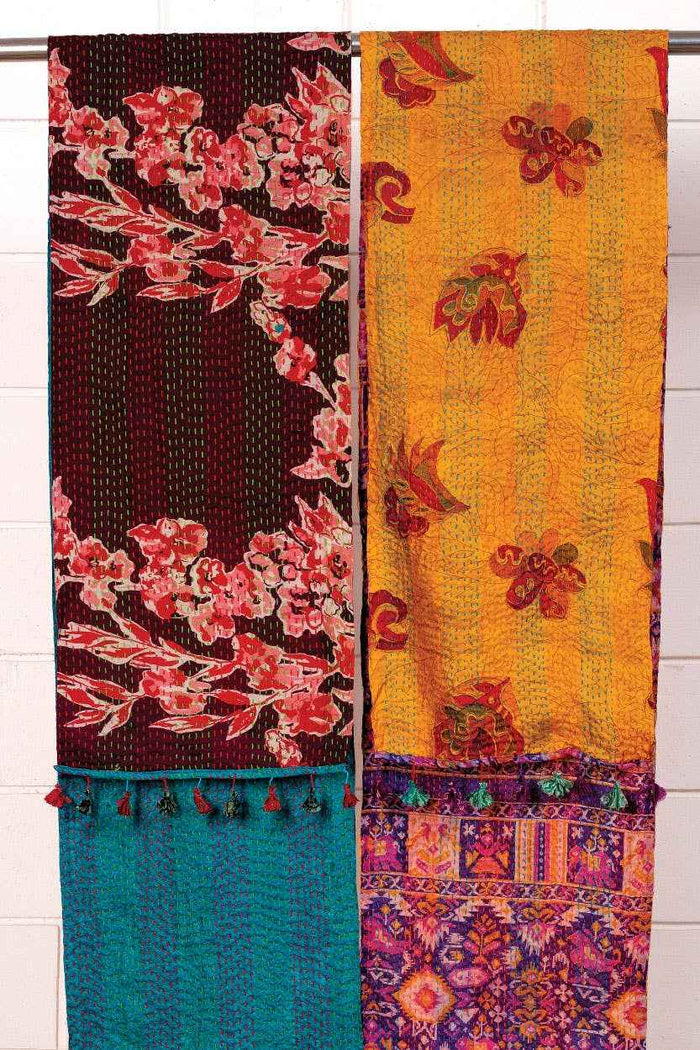 Silk Kantha Sari Tassel Scarves