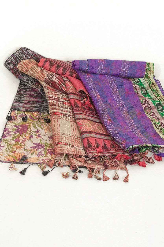 Silk Kantha Sari Tassel Scarves