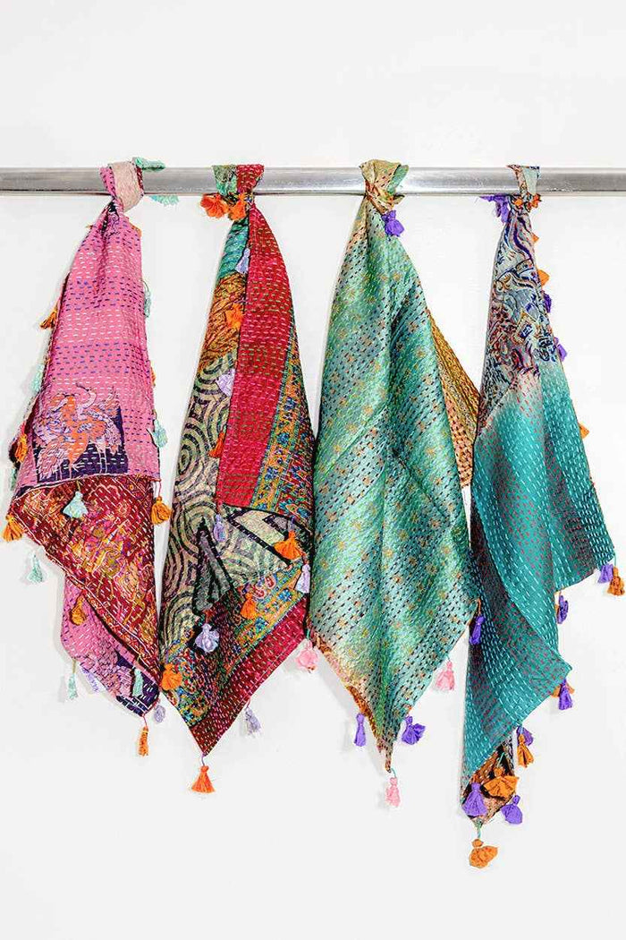Silk Kantha Square Scarves