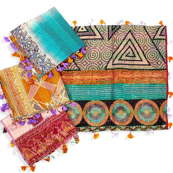 Silk Kantha Square Scarves