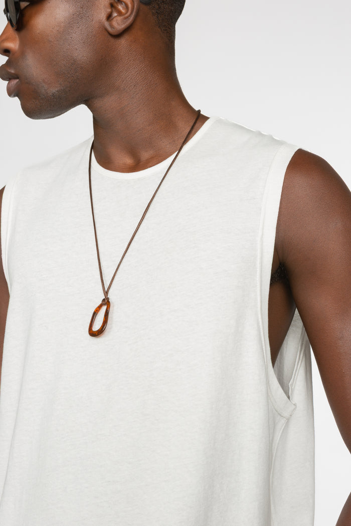 Sleeveless T-Shirt - White Cotton / Linen