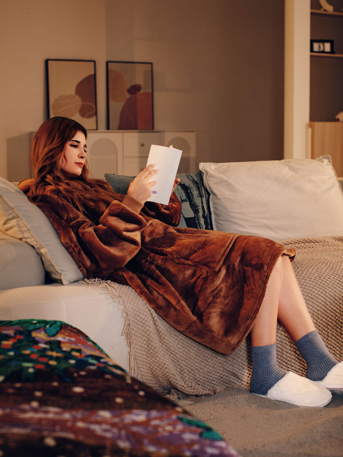 Snug Wearable Blanket Hoodie with Heating Pack