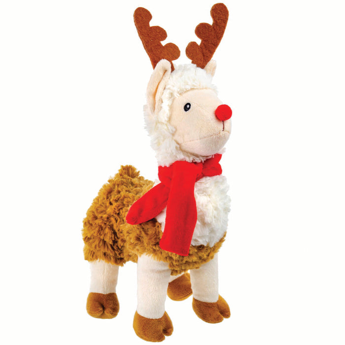 Dogtraining101 Retail Dog Super Store Snuggle Pals Christmas Holiday Toy for Dogs and Cats - Llama with Antlers