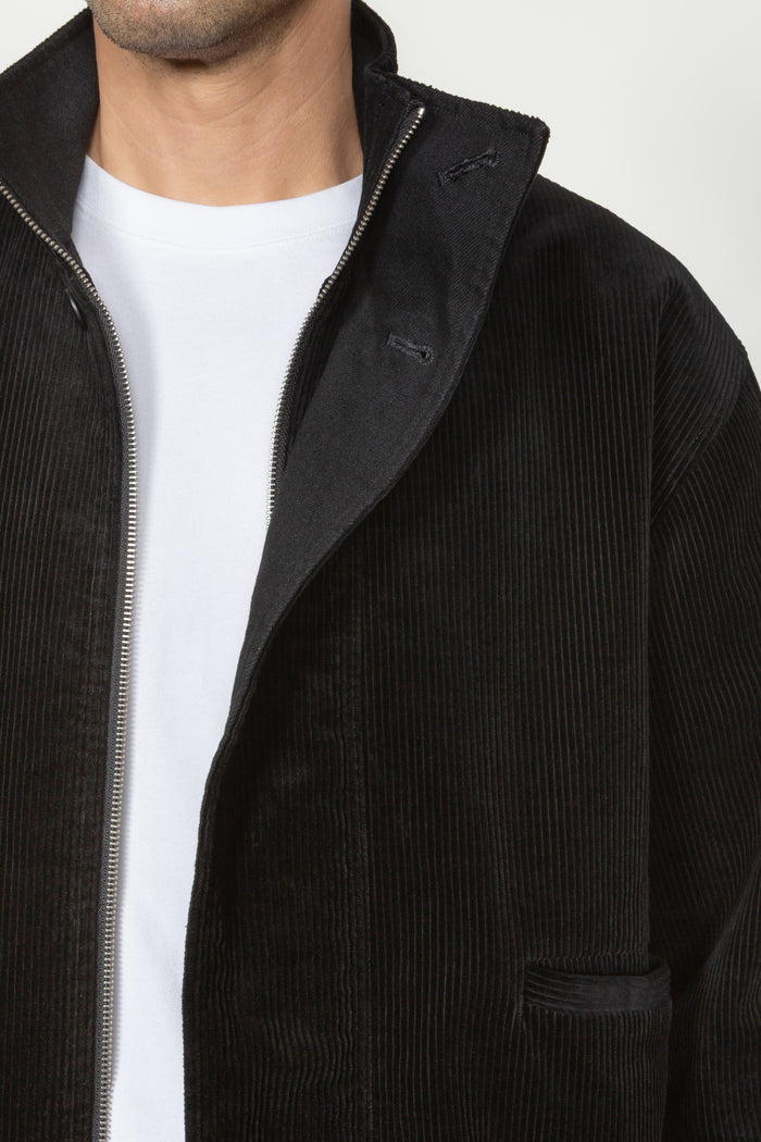 Stand Collar Blouson - Black Corduroy