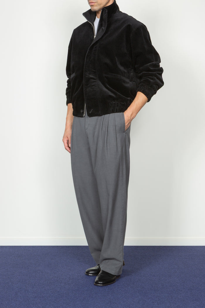 Stand Collar Blouson - Black Corduroy