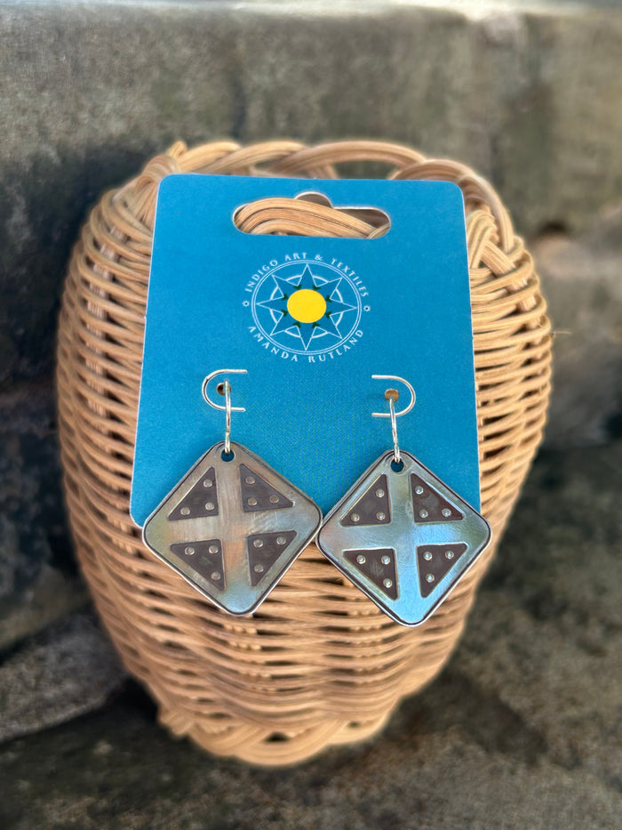 Sterling silver, 4 directions earrings. Made By Mvskoke Artist, Amanda Rutland