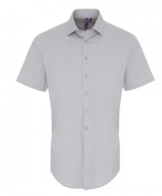 Stretch Fit Cotton Poplin Shirt Short Sleeves