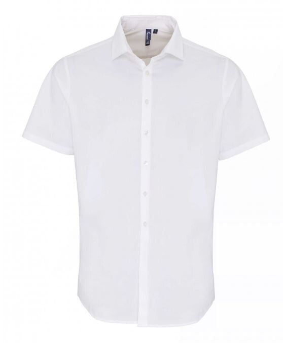Stretch Fit Cotton Poplin Shirt Short Sleeves