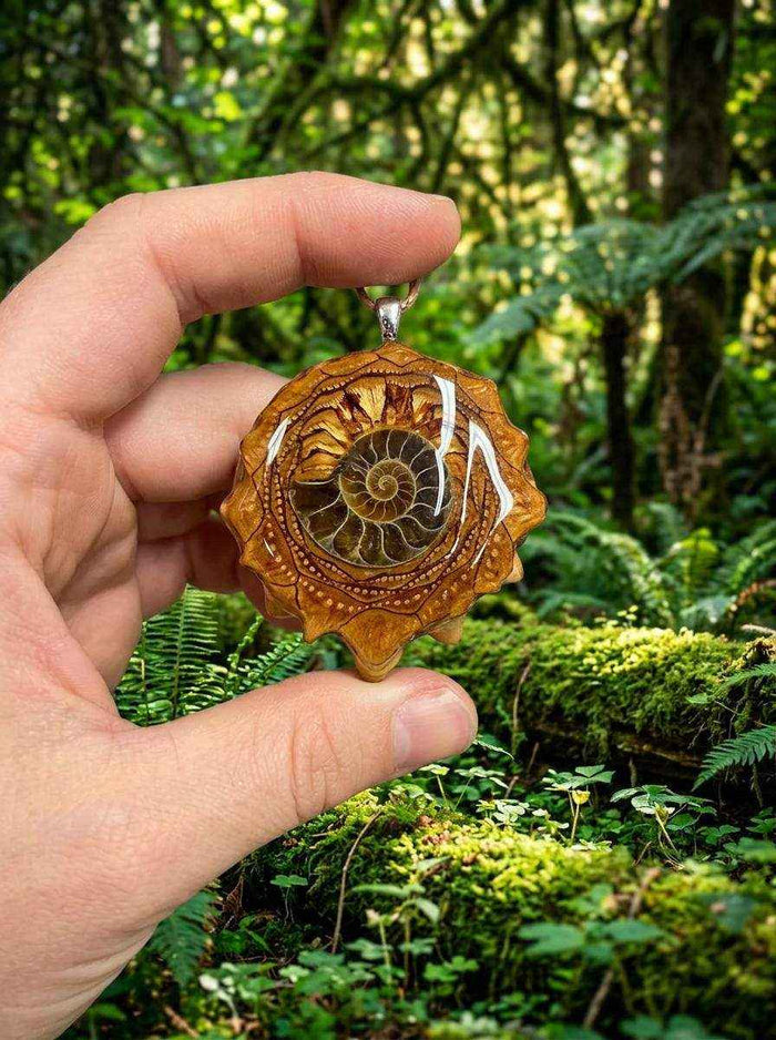 Stunning Ammonite Pinecone Pendant – Nature’s Ancient Artistry Awaits