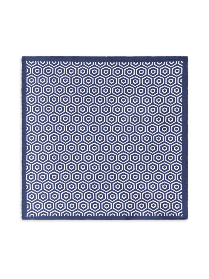 The Italian Hexagon Print Silk Pocket Square