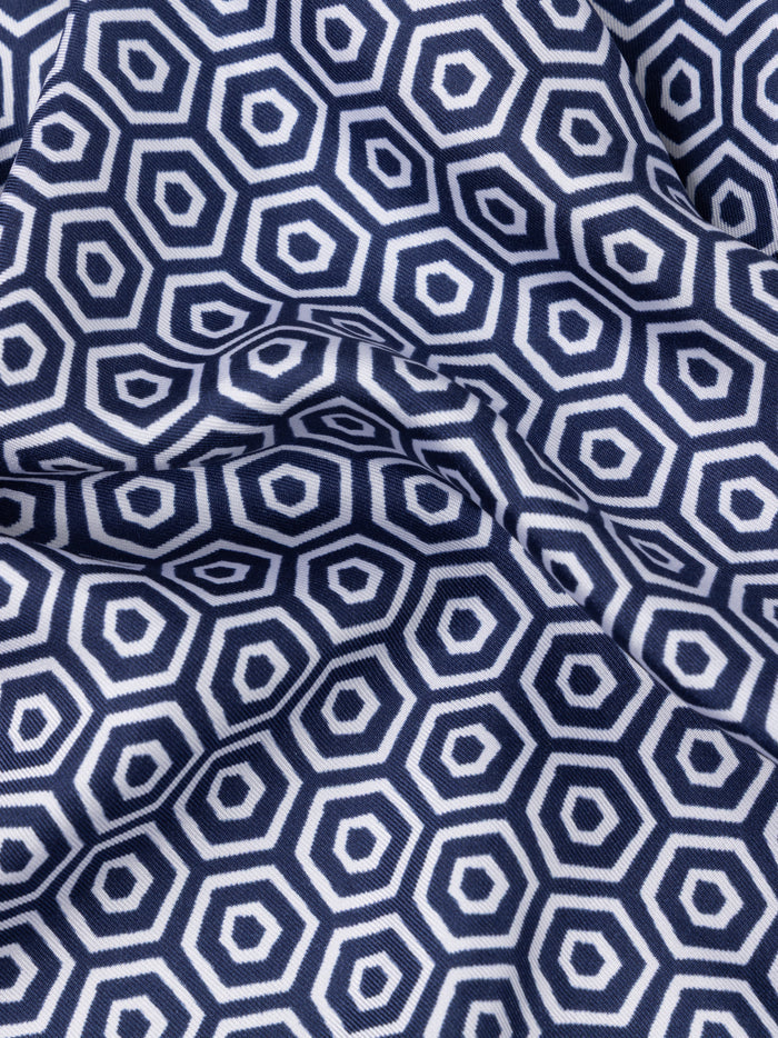 The Italian Hexagon Print Silk Pocket Square