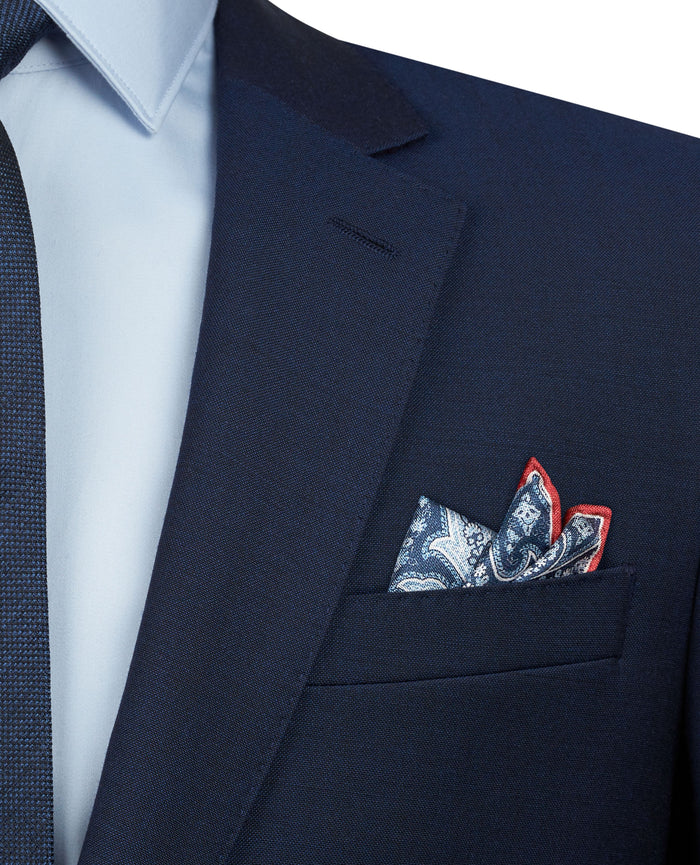 Image 3 of Blue Red Paisley Silk Pocket Square