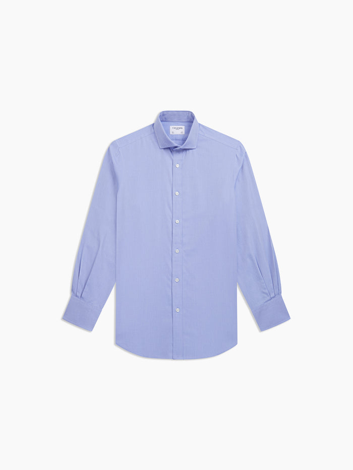 Image 2 of Non-Iron Navy Blue Heavy Twill Twill Fitted Single Cuff Classic Collar Shirt