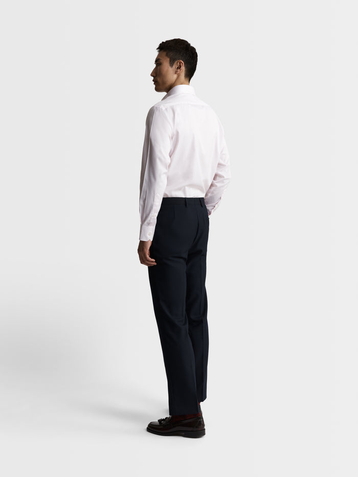 Image 5 of Non-Iron Pink Grid Check Twill Slim Fit Single Cuff Classic Collar Shirt