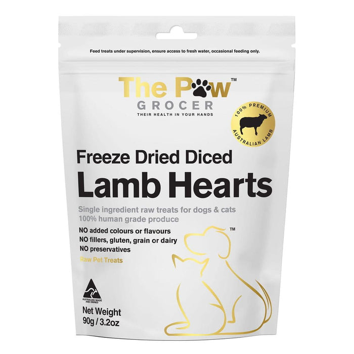 The Paw Grocer THE PAW GROCER WHITE FREEZE-DRIED LAMB HEART TREATS 90G