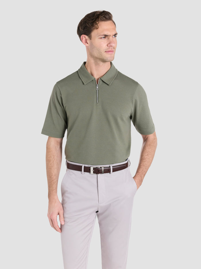 The Textured Zip-Neck Polo