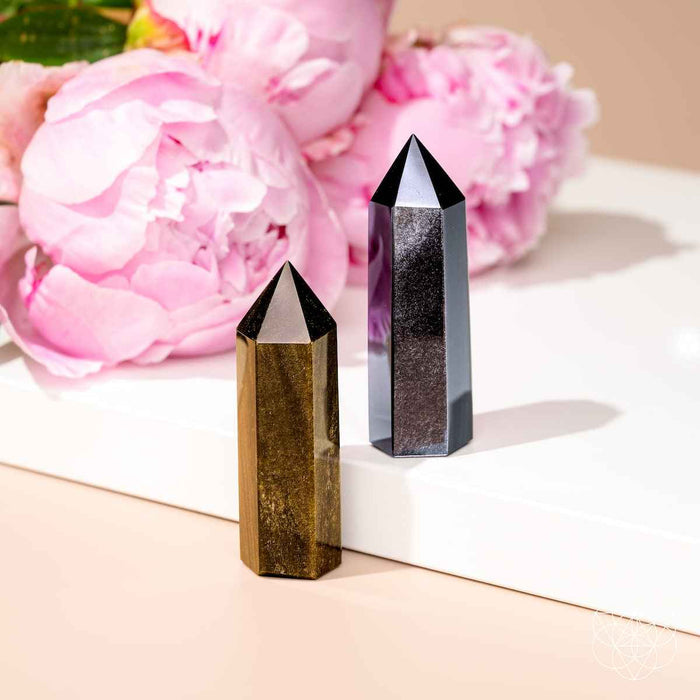 The Upper Hand – Gold & Silver Sheen Obsidian Points