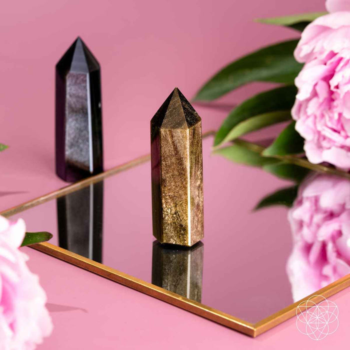 The Upper Hand – Gold & Silver Sheen Obsidian Points