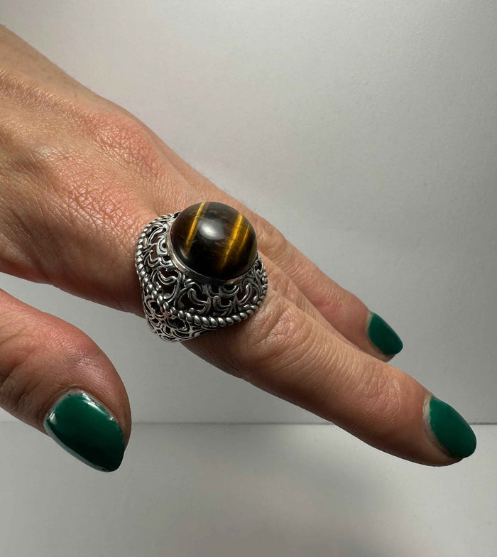 Tiger's Eye Ring - Size 5.5 - Smokin Resin Company