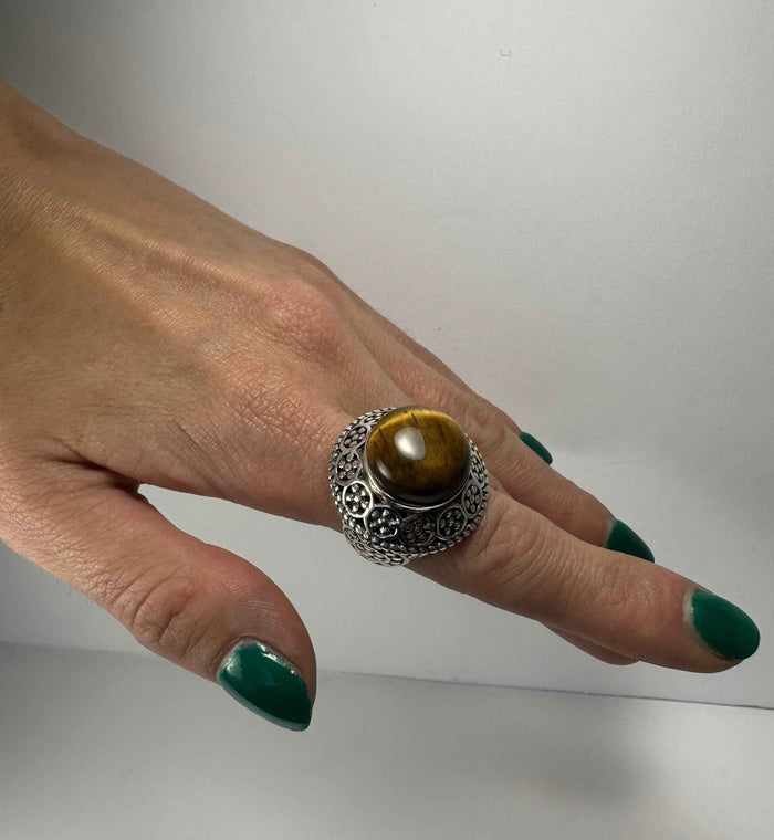 Tiger's Eye Ring - Size 6 - Smokin Resin Company