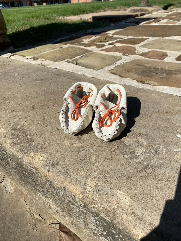 toddler moccasins made by Mvskoke Artist, Soloman Hill