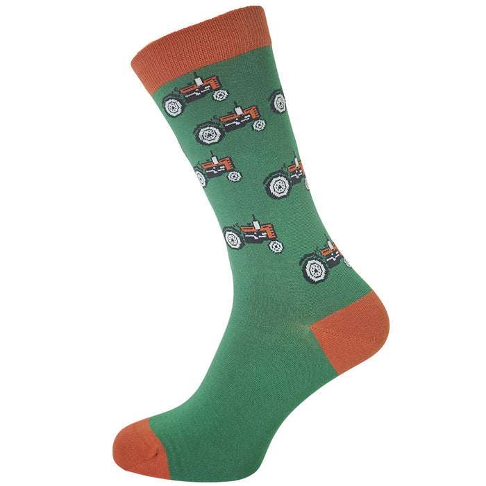 Tractor Print Men's Bamboo Socks - Country Life Crew Socks